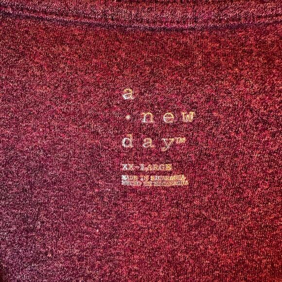 A New Day V-Neck Long Sleeve Maroon Knit Top XXL - Picture 2 of 4